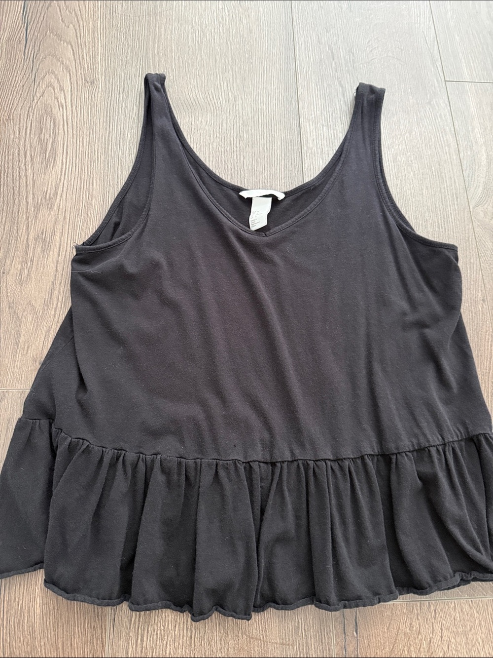 H&M Black Ruffle Hem Tank Top